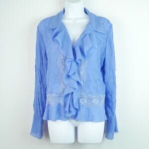 Allison Taylor L Blouse Fairy Shirt Ruffle Eyelet Lace Poet Romantic Dainty Y2K